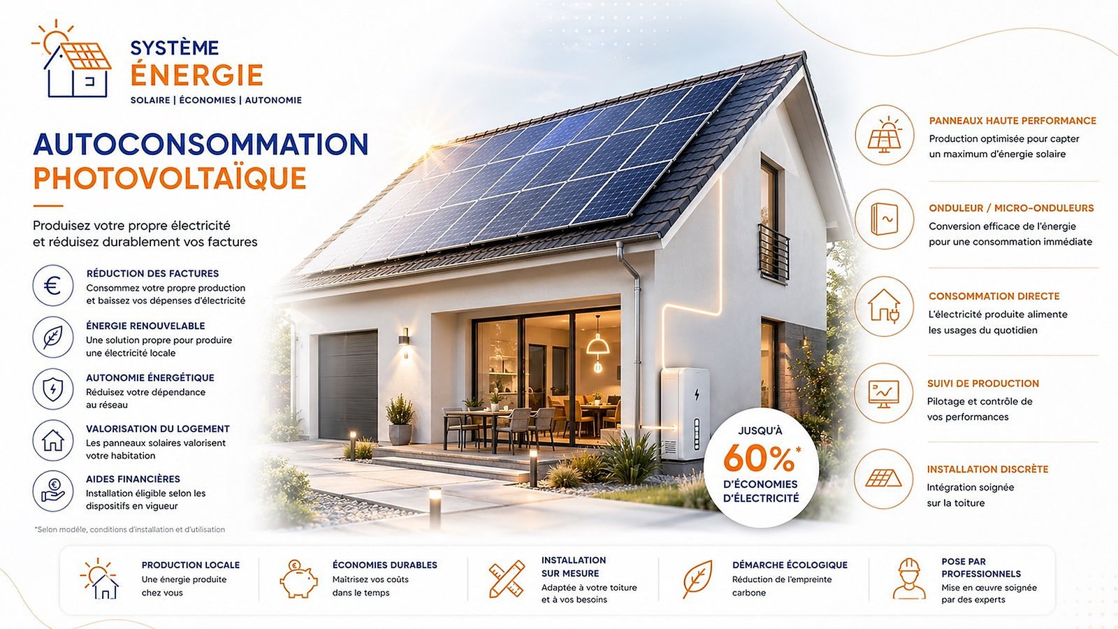 Installation solaire en autoconsommation photovoltaïque sur une maison