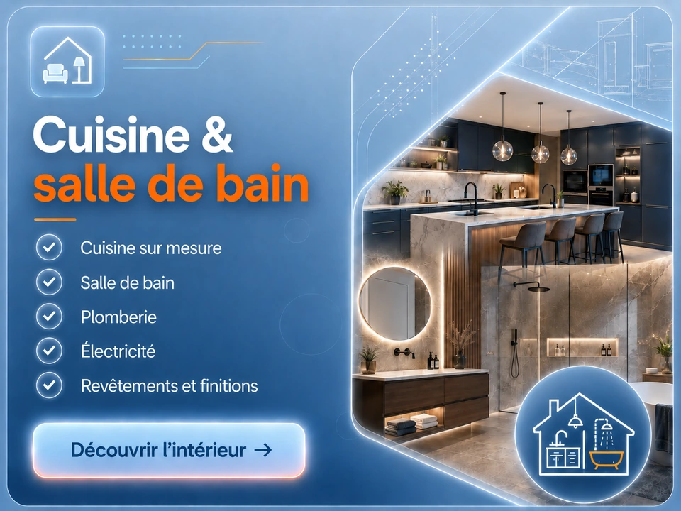 Cuisine sur mesure et rénovation de salle de bain à Toulouse : plomberie, électricité, revêtements et finitions