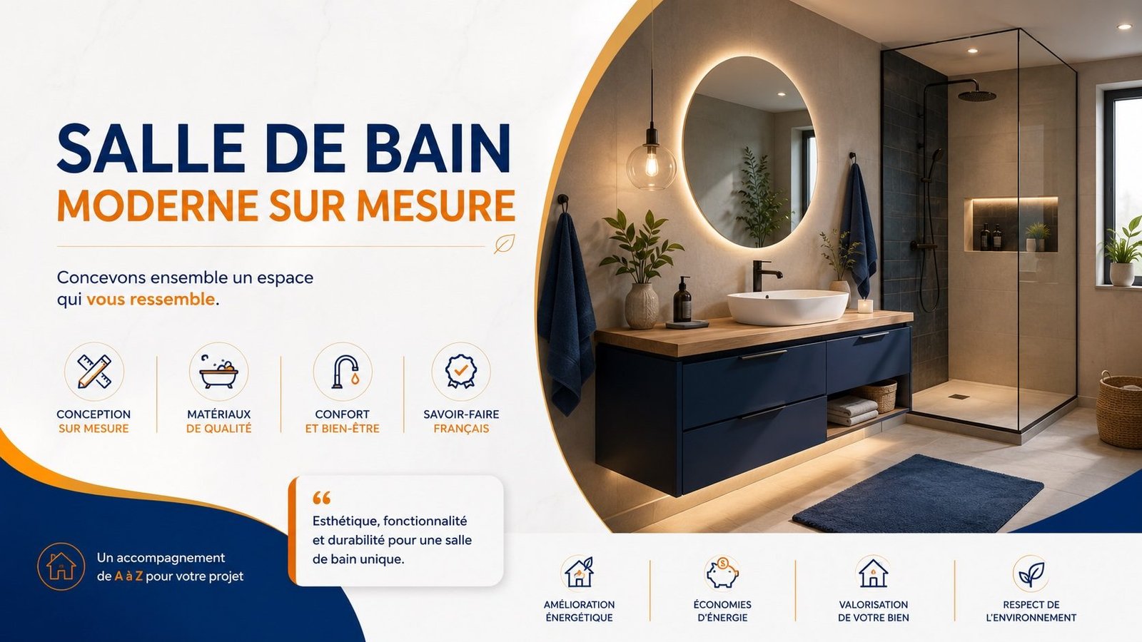 Salle de bain moderne sur mesure rénovée par Système Énergie à Toulouse
